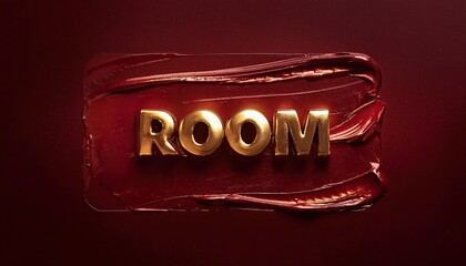 Poster - Luxurious Gold Text on Deep Red Background as 'Room'