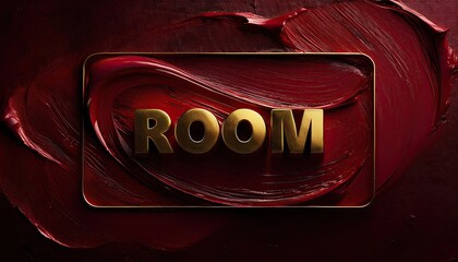 Poster - Elegant Gold Text 'Room' on a Rich Red Background