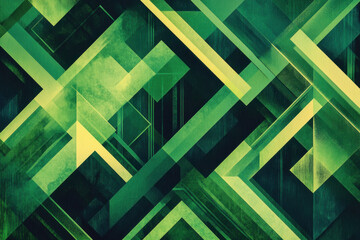 Poster - Multilayered geometric art in shades of green