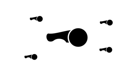 Poster - Zoom in and out animation the angle grinder symbol. Large black symbol in the center and four small symbols around. Seamless looped 4k animation on white background