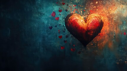 Poster - a background for valentine's day with an abstract heart inside another heart, falling from above.