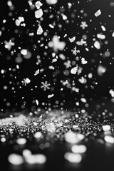 Wall Mural - A snowflake is falling from the sky, surrounded by a cloud of snow. Concept of wonder and magic, as the snowflake is a symbol of the beauty and purity of winter