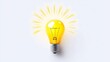 © AI Photo Stock - Bright Light Bulb Illustration with Rays in Clean Minimal Design - A vibrant light bulb emitting radiant rays symbolizing ideas, creativity, illumination, inspiration, and innovation.
