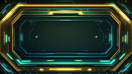 Fototapete - A vivid neon border in advanced metallic shades, featuring a streamlined, geometric design perfect for state-of-the-art tech.