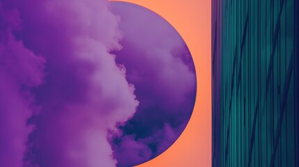 Poster - Captivating urban abstract art colorful clouds and geometric shapes cityscape digital imagery daylight modern aesthetics