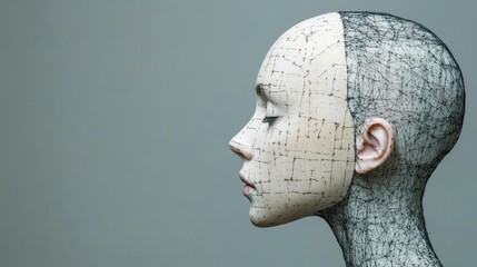 Leinwandbilder - humanoid artificial intelligence robot, new and latest technology, neuron networks and nervous system