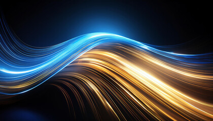 Aufkleber - Abstract background with wavy neon lines. Futuristic, hi-tech design.