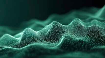 Poster - a bright digital rendering of an ecg pulse displayed on a dark green background.