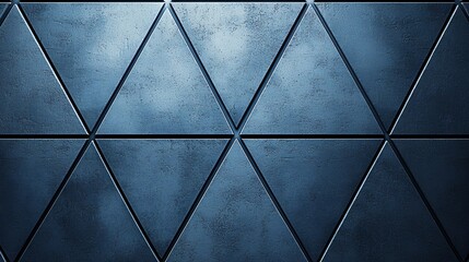 Poster - Dark blue metallic triangle wall texture