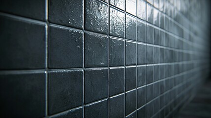 Wall Mural - Dark grey tiles, wall texture, background, interior design, architecture