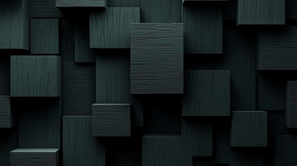 Canvas Print - Dark wood cubes background texture