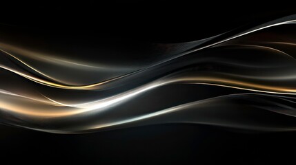 Fototapete - A stunning smooth gradient is created on the black gold background with a dark surface, accentuated by light technology diagonal gray and white lines.