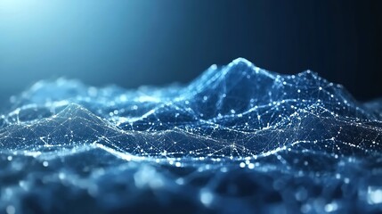 Poster - digital landscape, network data, glowing peaks, abstract background, tech concept