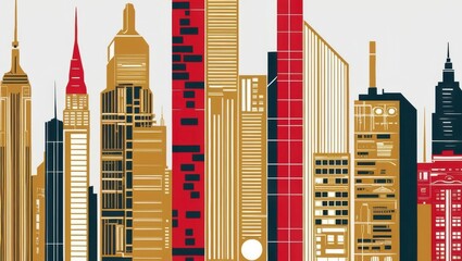 Poster - City Skyline with Skyscrapers and Modern Architecture