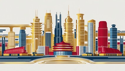 Poster - Skyscrapers and High-Rise Towers in a Modern City