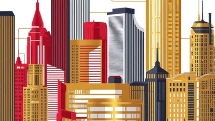 Poster - Urban Landscape with Skyscrapers