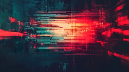 Aufkleber - A mesmerizing abstract digital artwork featuring a swirling vortex of vivid neon colors pulsating energy and glitchy futuristic elements