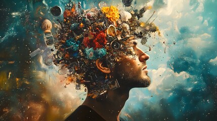 Poster - A mesmerizing surreal digital artwork depicting an explosive eruption of color light and energy within a fantastical otherworldly universe  This visionary