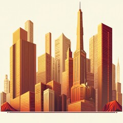 Poster - City Skyline with Skyscrapers and Urban Architecture