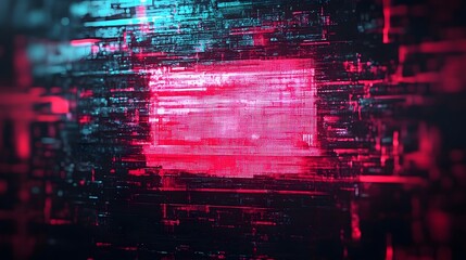 Poster - Abstract futuristic neon glitch effect digital matrix background with pulsating energy disruption and visual interference