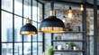 © OlgaNeuroArt - Black and gold pendant lights in modern industrial interior