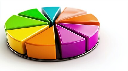 Poster - A colorful pie chart divided into eight segments, each featuring vibrant hues, ideal for illustrating data or categories visually.