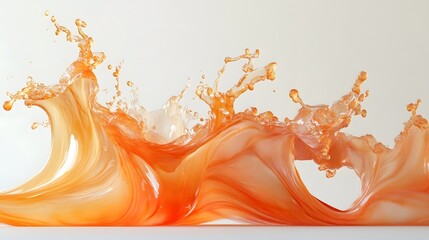 Poster - Captivating abstract image showcasing a vibrant orange liquid splash with dynamic and energetic fluid motion creating mesmerizing waves and shapes