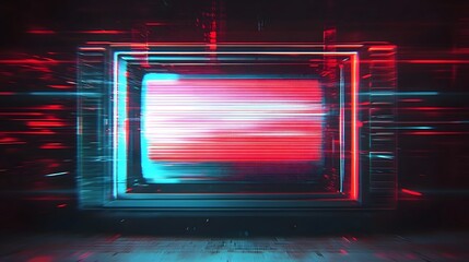 Leinwandbilder - Captivating digital art abstract featuring a mesmerizing neon glitch portal effect with vibrant pulsating colors dynamic lighting and a futuristic technology driven aesthetic  The immersive
