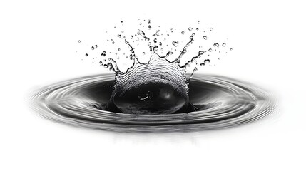 Poster - Captivating Frozen Moment of a Dynamic Water Splash Captured in Monochrome Black and White Photography  The Fluid Motion and Ethereal Textures Create a Visually Striking and Conceptual Composition