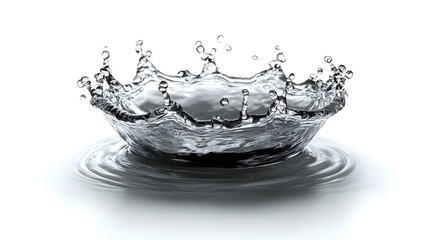 Poster - Captivating image of a dynamic water splash creating mesmerizing ripple effects and patterns showcasing the power and energy of liquid motion in a clean transparent and abstract visual