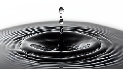 Poster - Captivating image of a single water droplet creating concentric ripples and reflections on a still clear surface evoking a sense of tranquility calmness and meditative serenity