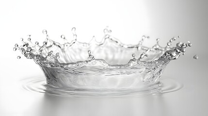 Poster - Captivating water splash and droplets frozen in time showcasing the elegant and delicate nature of fluid motion in a minimalist conceptual gray scale photography setting