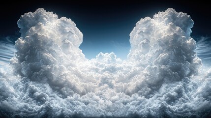 Wall Mural - Majestic cloudscape, aerial view, dramatic lighting, atmospheric background, ideal for fantasy or nature themes