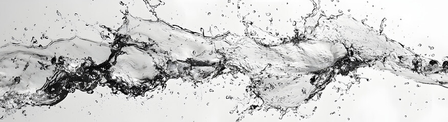 Fototapete - Dramatic monochrome abstract art design featuring dynamic liquid splash water motion and powerful chaotic energy