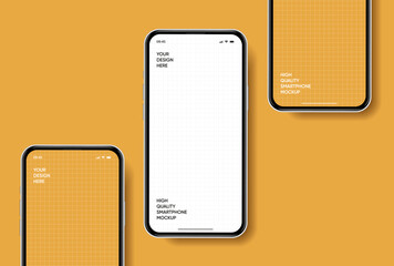 Aufkleber - Realistic smartphone mockup. Mobile phone vector with isolated on white background. Device front view. 3D mobile phone with shadow. Realistic, high quality smart phone mockup for ui ux presentation.