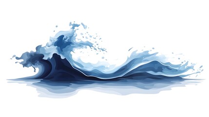 Poster - Ethereal flowing ocean wave splash forming an abstract surreal digital landscape  Minimalist monochromatic blue background with dynamic sculpting water movement energy and power  Serene