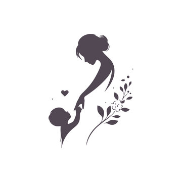 Mother's Day Silhouette Vector Design Illustration