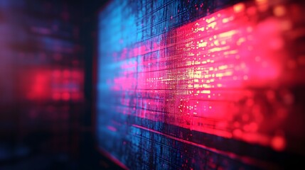 Poster - Futuristic digital technology background with abstract binary code glowing pixels and intricate digital patterns  Representing the complexity and innovation of modern computer programming