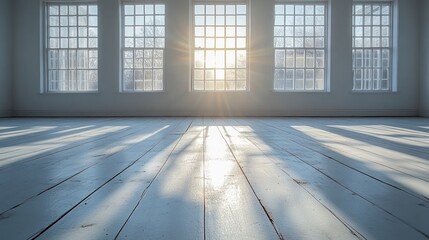 Wall Mural - Sunlight streams through loft windows onto floor