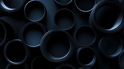 Poster - abstract black circles with 3d depth, circle, black, abstract, geometric