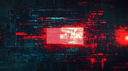 Leinwandbilder - Glitched Digital Abstract Futuristic Neon Lights Background with Distorted Geometric Shapes Patterns and Fractal Textures  Dynamic Computer Art Sci Fi Visual Effects and Hacked Code Inspired Design