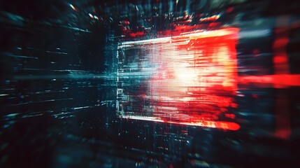 Fototapete - Mesmerizing digital glitch art with neon lights fluid abstract patterns and dynamic data streams  Experimental and innovative visualizations that captivate the senses with their vibrant colors