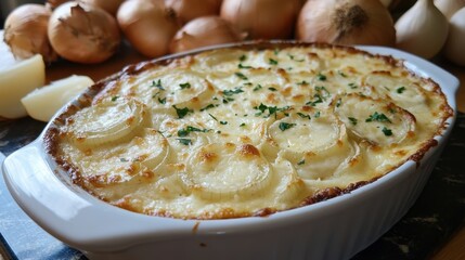 Poster - Homemade french onion dip in rustic style for parties and gatherings