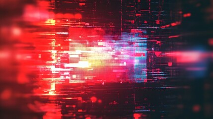 Fototapete - Mesmerizing Futuristic Digital Matrix with Vibrant Glowing Fractal Patterns and Pulsating Energy  Abstract technology background with dynamic luminous and shimmering data visualization