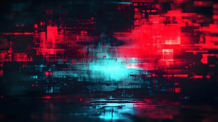 Leinwandbilder - Mesmerizing Futuristic Digital Glitch Interference Abstract Artwork with Vibrant Neon Colors and Surreal Experimental Aesthetic