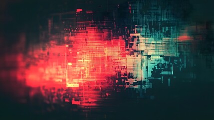 Aufkleber - Mesmerizing neon glitch abstract digital art with dynamic fractal patterns vibrant cosmic visuals and a futuristic technological energy  This experimental procedural artwork creates a mesmerizing