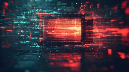 Poster - Stunning and abstract digital fractal pattern with futuristic glitch effects vibrant neon lighting and a vibrant chaotic and energetic visual composition