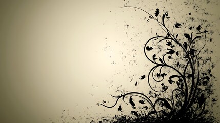 Wall Mural - Floral design, grunge background, beige