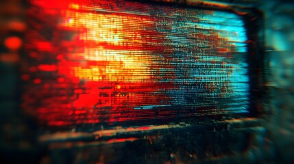 Poster - Vibrant Futuristic Digital Abstract with Neon Colors and Matrix Patterns  A dynamic and modern background with data visualization elements computer code and a high tech electronic aesthetic