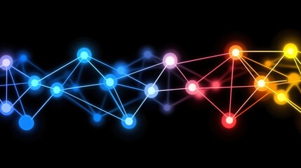 Poster - Dynamic light connections illuminate the digital landscape technology abstract art dark background wide view innovation